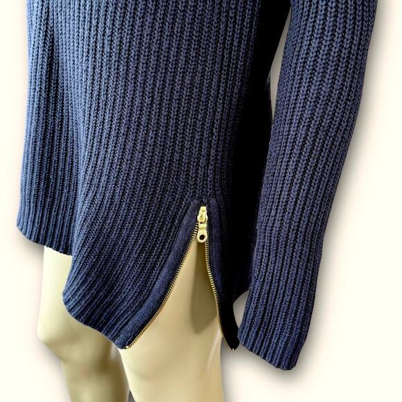 Ann Taylor Merino Wool Blend Long Sleeve V Neck Rib Tunic Sweater Size M Black - Picture 8 of 13